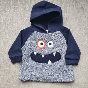 Koala Kids Navy Blue Fuzzy Monster Baby Boy Hoodie Size 3-6 Months